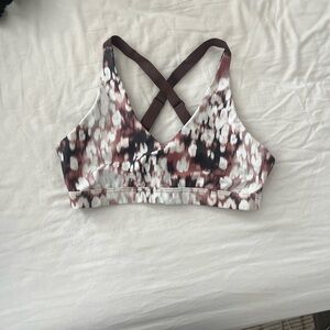 OFFLINE aerie Women's Cross-Back Sports Bra - Brown and White